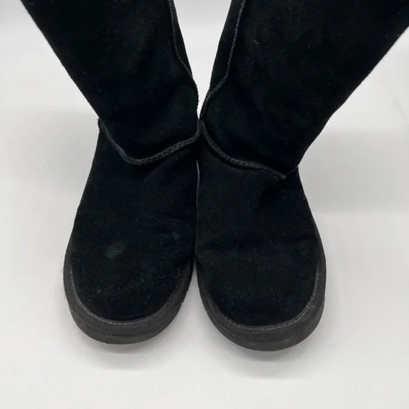 Koolaburra by UGG Black Leather Suede Calf Boots Y2K Faux Fur Lined Women Size 7 - Picture 13 of 14